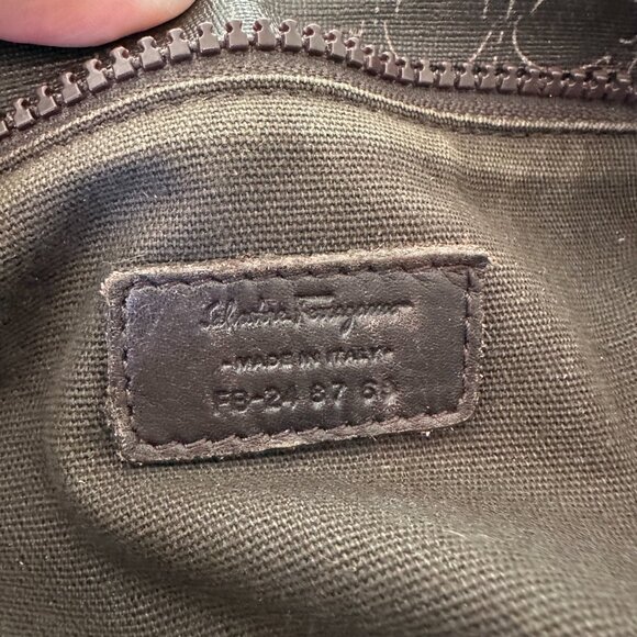 Salvatore Ferragamo Crossbody Messenger, Coated Canvas, Grey and Brown, EUC - Picture 9 of 11